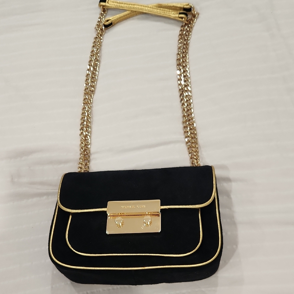 Michael Kors Black Crossbody Bag with Gold Chain